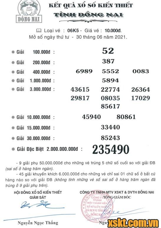 XSDN ngày 30/6/2021