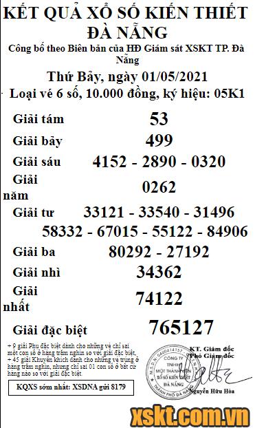 XSDNG ngày 1/5/2021