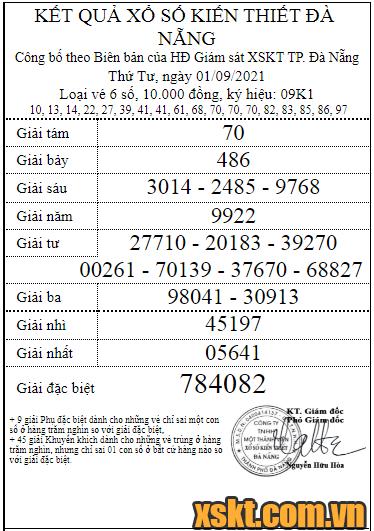 XSDNG ngày 1/9/2021