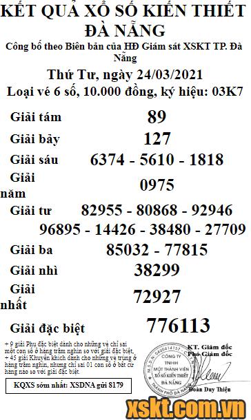 XSDNG ngày 24/3/2021