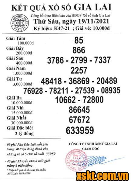 XSGL ngày 19/11/2021