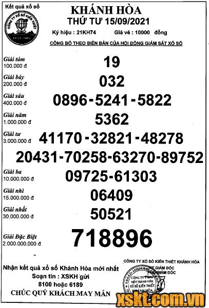 XSKH ngày 15/9/2021