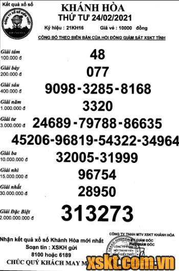 XSKH ngày 24/2/2021