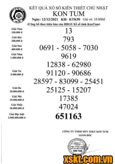 XSKT ngày 12/12/2021