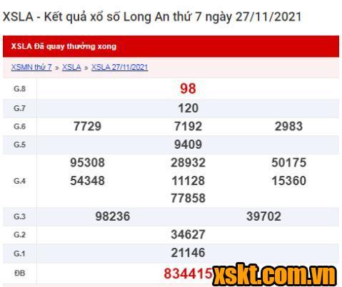 XSLA ngày 27/11/2021