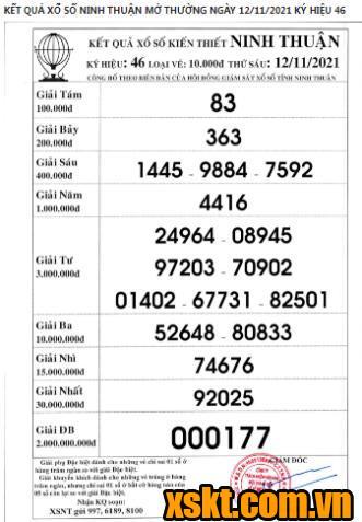 XSNT ngày 12/11/2021
