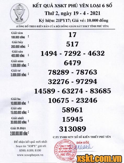 XSPY ngày 19/4/2021