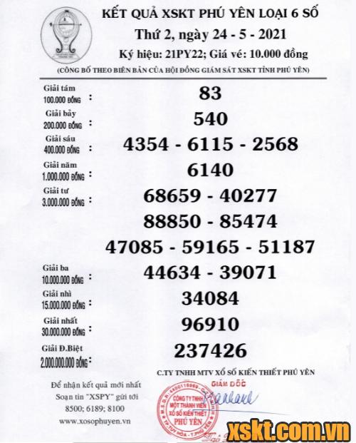 XSPY ngày 24/5/2021
