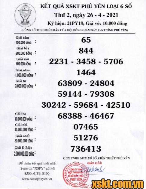XSPY ngày 26/4/2021