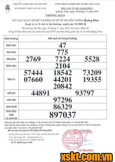 XSQNA ngày 30/11/2021