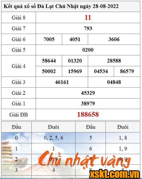 XSDL ngày 28/8/2022