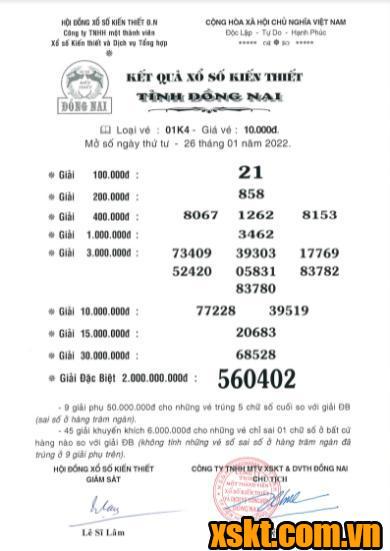 XSDN ngày 26/1/2022