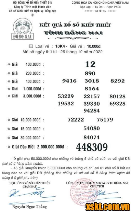 XSDN ngày 26/10/2022