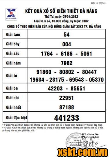 XSDNG ngày 5/1/2022