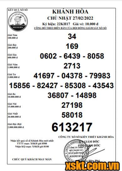 XSKH ngày 27/2/2022