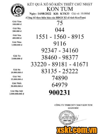 XSKT ngày 14/8/2022