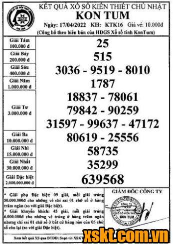 XSKT ngày 17/4/2022