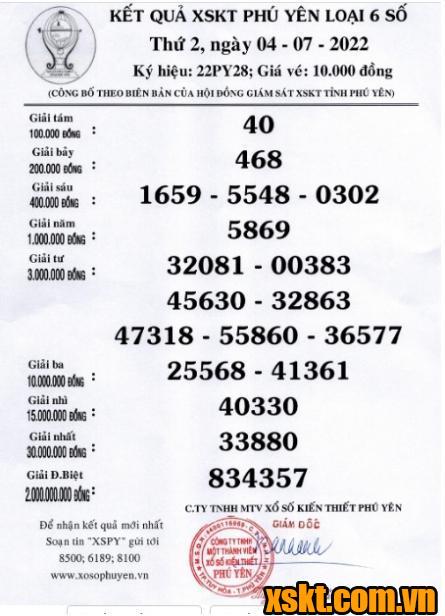XSPY ngày 4/7/2022