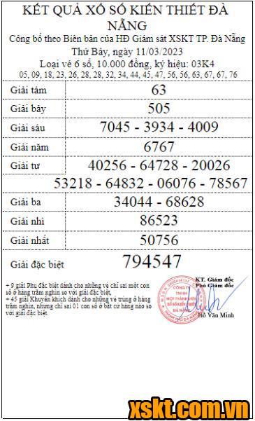 XSDNG ngày 11/3/2023