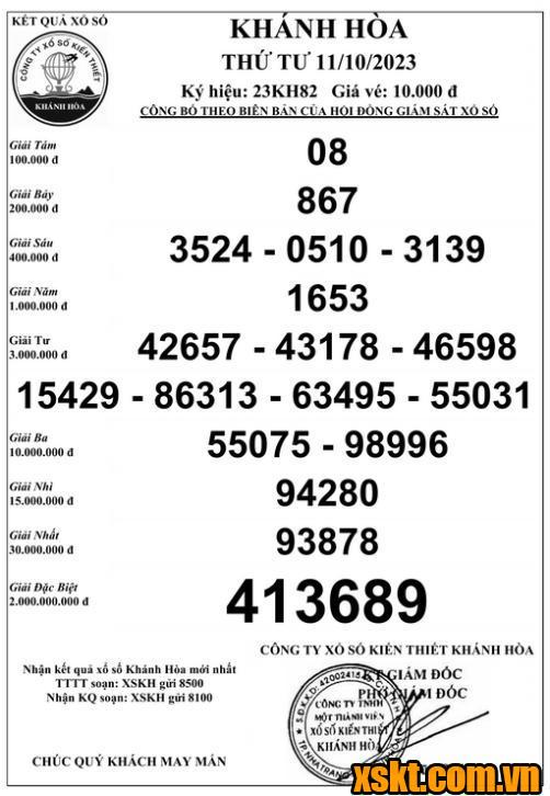 XSKH ngày 11/10/2023
