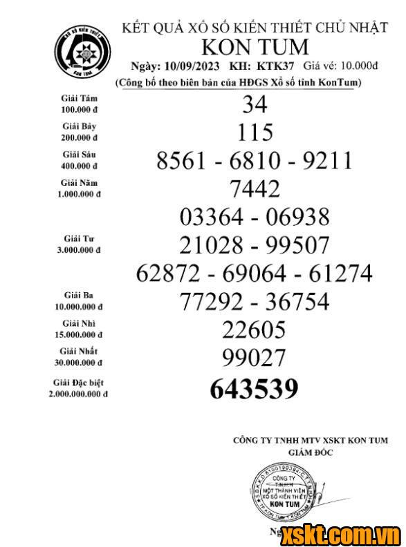 XSKT ngày 10/9/2023