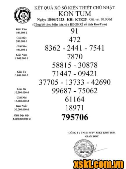 XSKT ngày 18/6/2023