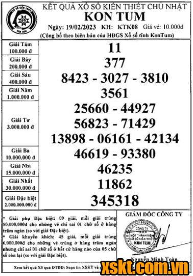 XSKT ngày 19/2/2023
