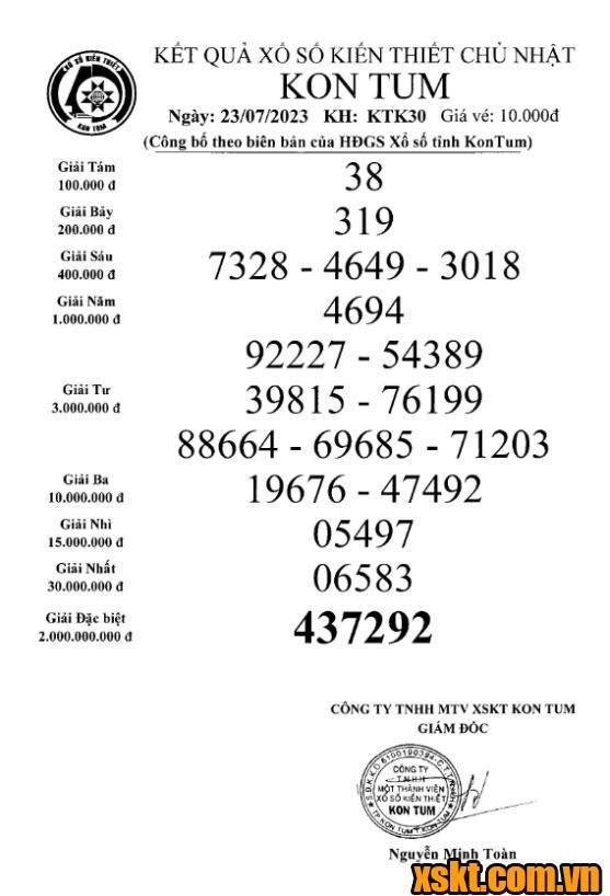 XSKT ngày 23/7/2023