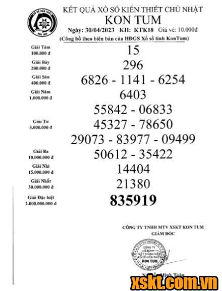 XSKT ngày 30/4/2023