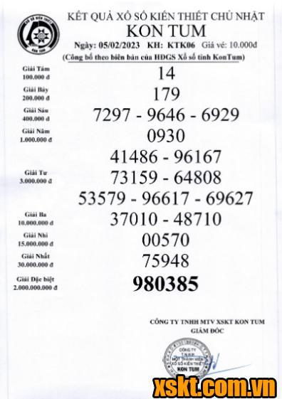 XSKT ngày 5/2/2023