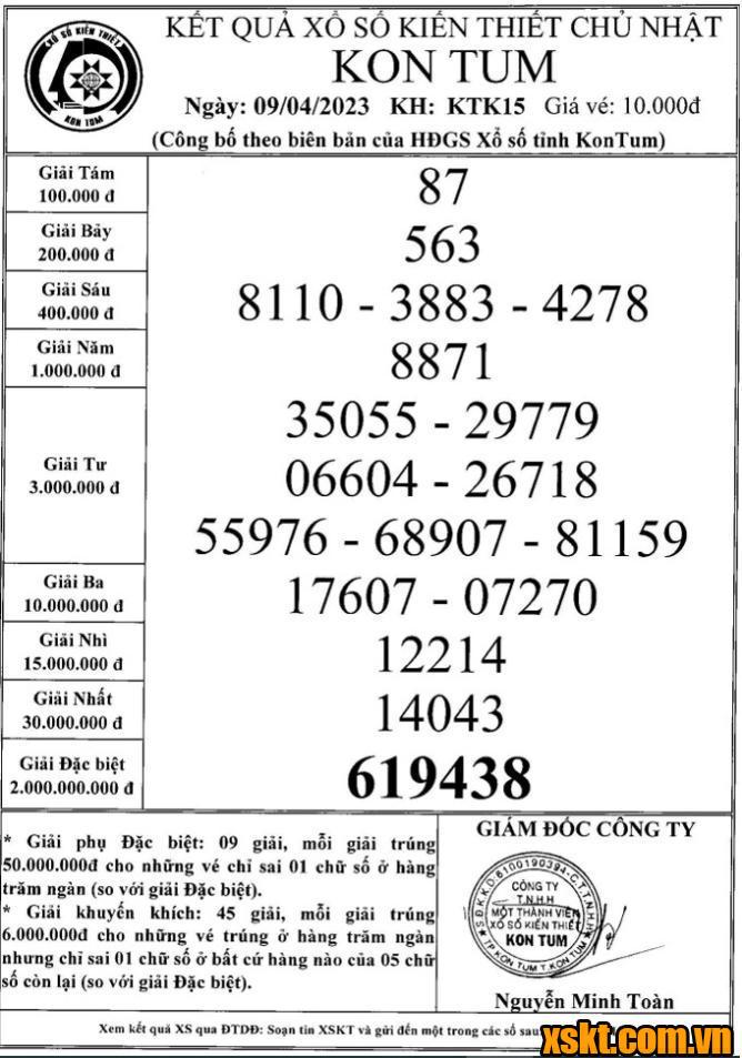 XSKT ngày 9/4/2023