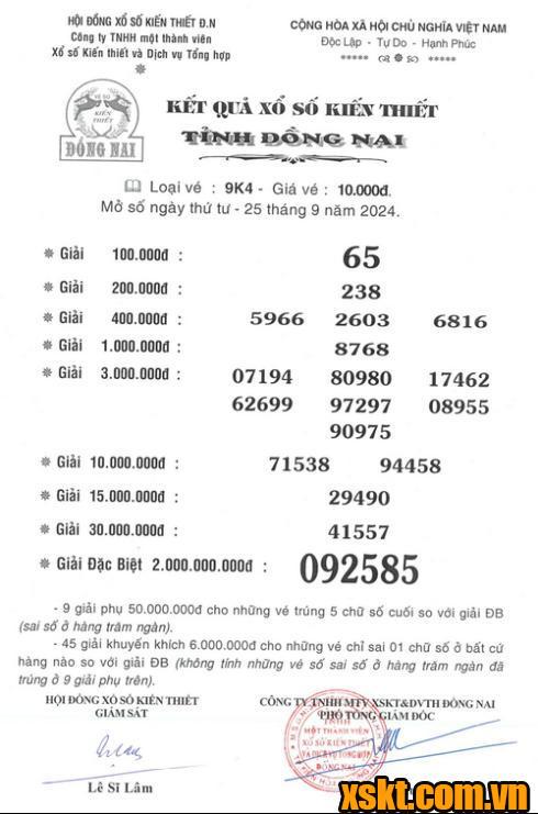 XSDN ngày 25/9/2024