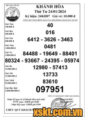 XSKH ngày 24/1/2024