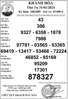 XSKH ngày 31/1/2024