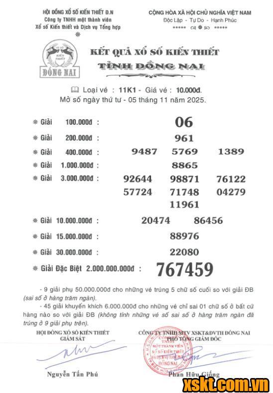 XSDN ngày 5/11/2025