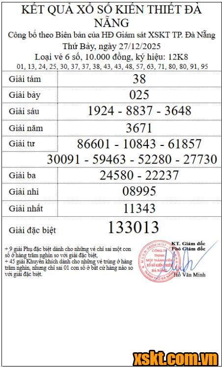 XSDNG ngày 27/12/2025