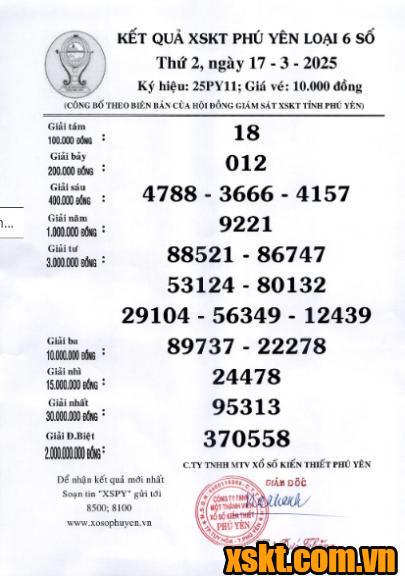XSPY ngày 17/3/2025