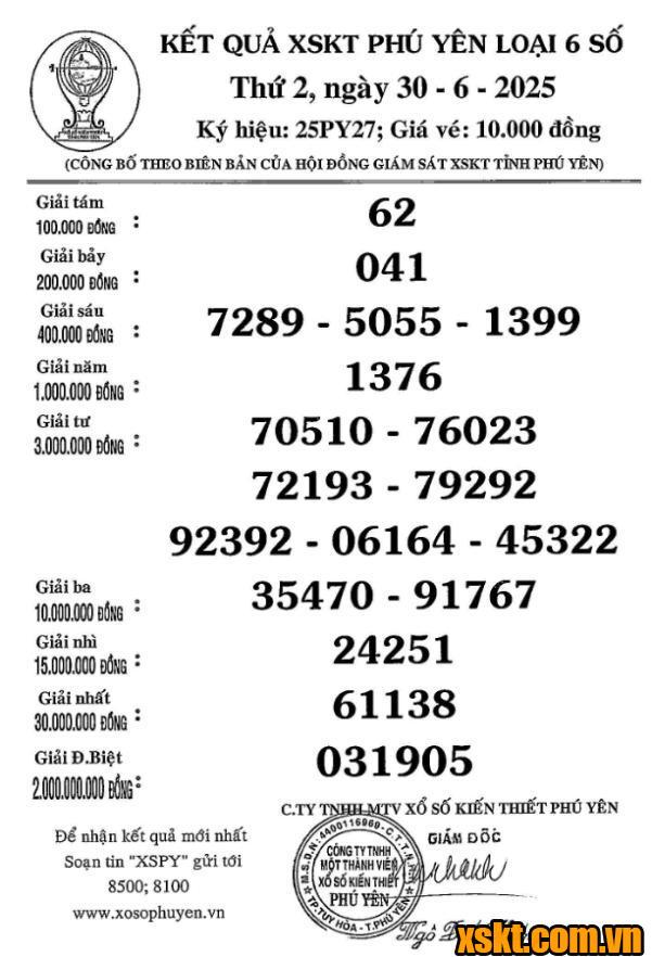 XSPY ngày 30/6/2025