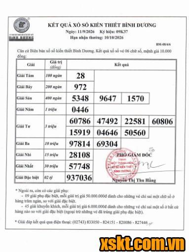 XSBD ngày 11/9/2026