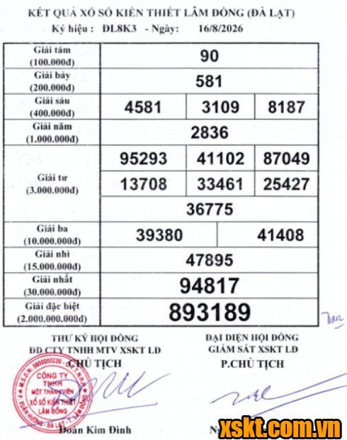 XSDL ngày 16/8/2026