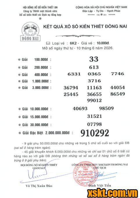 XSDN ngày 10/6/2026