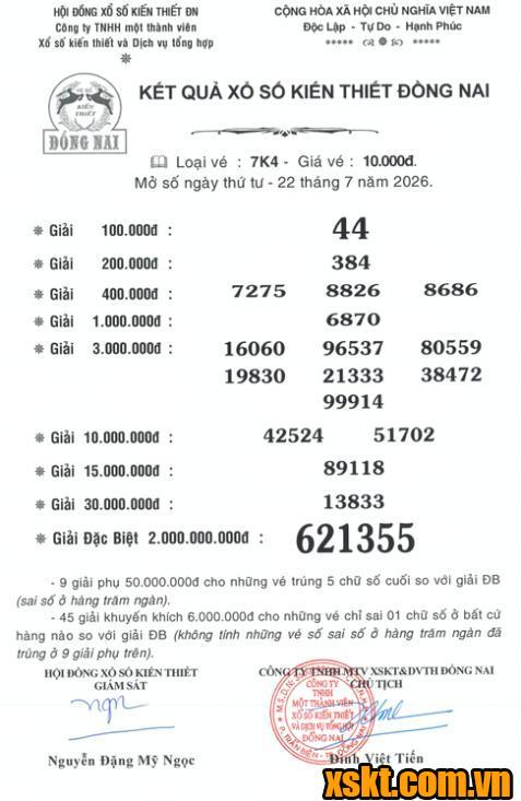 XSDN ngày 22/7/2026