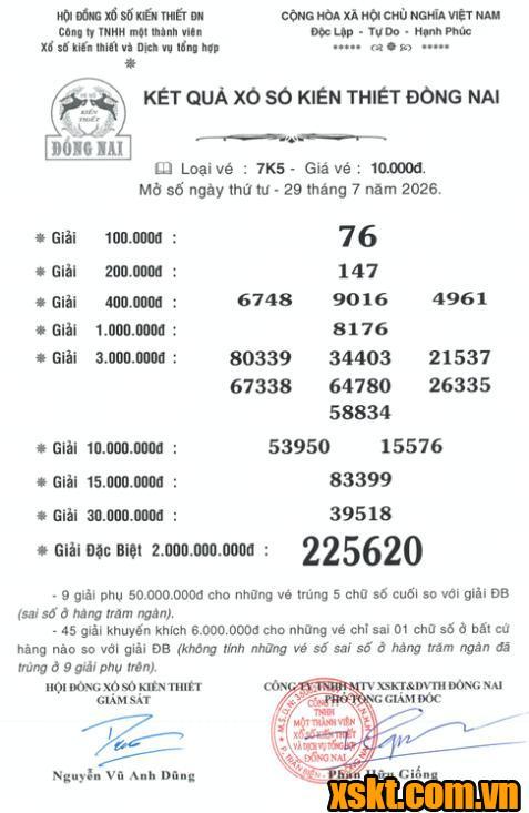 XSDN ngày 29/7/2026
